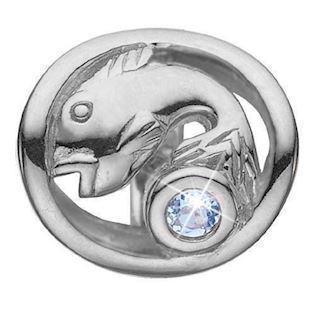 Christina Collect Sterling Silber Fisch Tierkreiszeichen mit weißem Stein (19. März - 19. März)